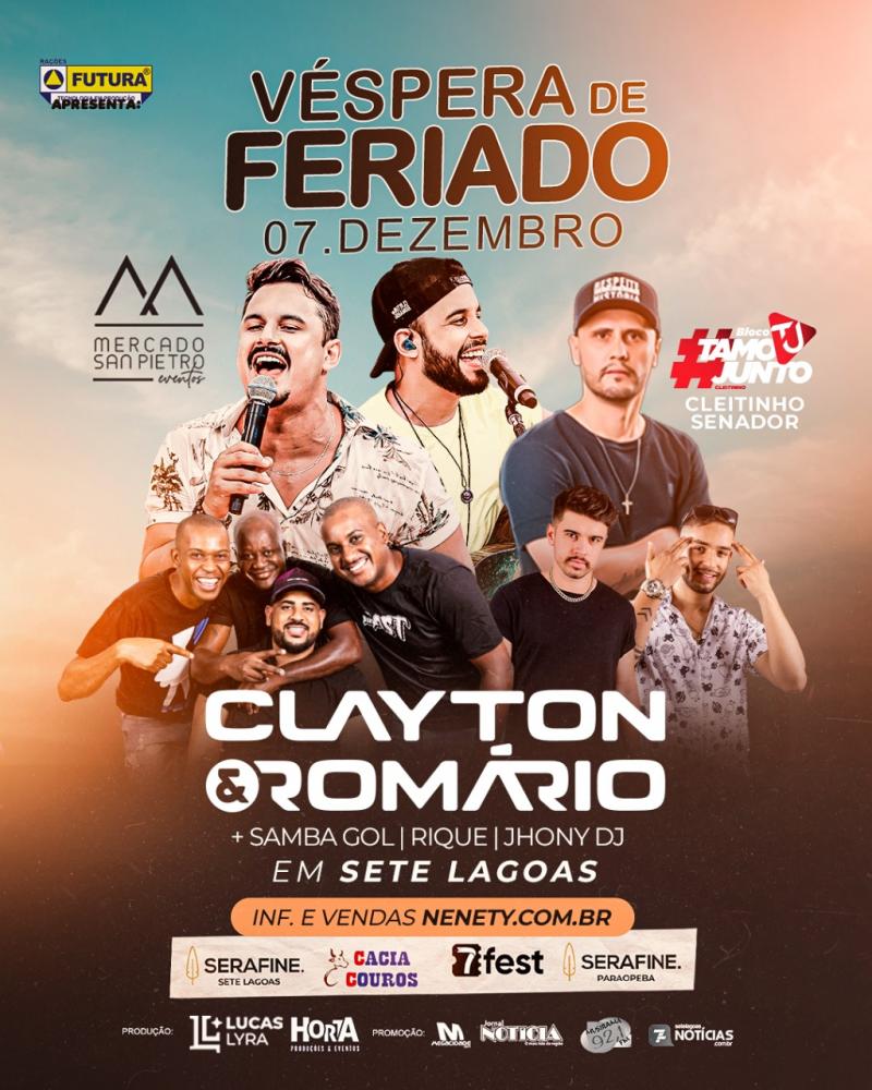 Show da dupla Cleiton Romário acontece nesta quarta feira 7 em Sete